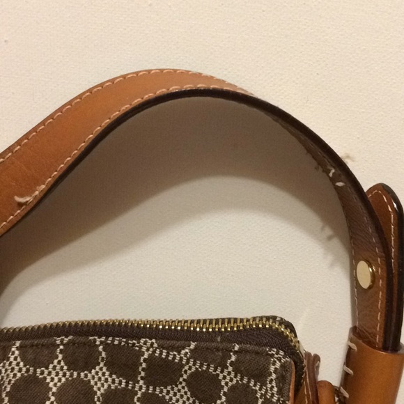 Kate Spade Shoulder Bag Brown Red Fabric Ribbon - Picture 8 of 8